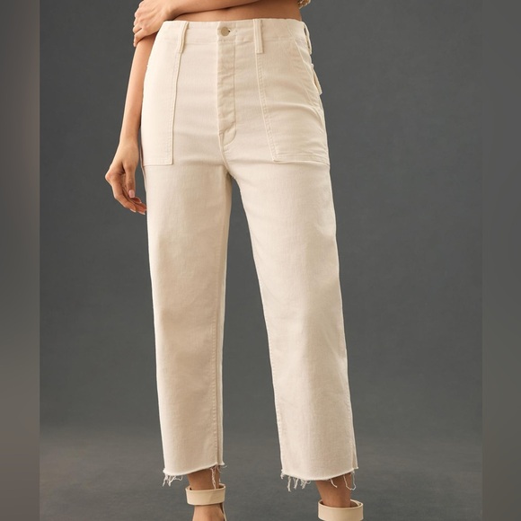 Mother Patch Pocket Private Ankle Fray Jeans in Cream Puffs - Picture 5 of 11